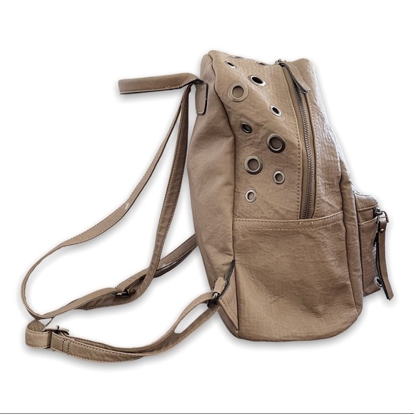 Unique Fashion Backpack Brown Beige Grommets Fashion Bag Made and Bought Greece‎ - Picture 5 of 15